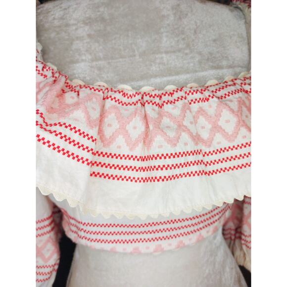 NWT Raissa Embroidered Ruffle Puff Sleeve Crop Top $275 Large - Picture 3 of 8